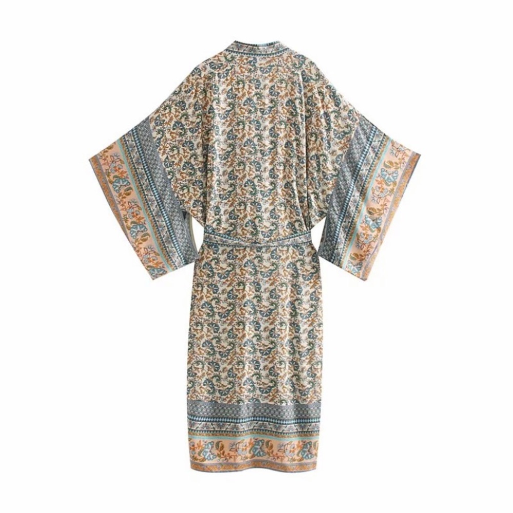 Boho Floral Gypsy Vented Sleeve Kimono Duster - Picture 5 of 6